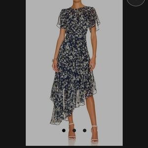 New! Astr The Label Flutter Sleeve Maxi Dress in Blue & Green Floral size medium